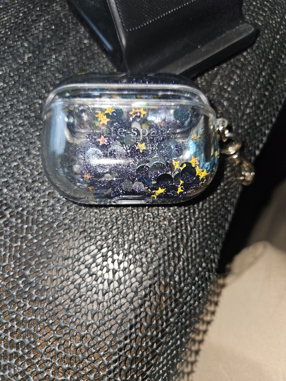 kate spade Navy Glitter Star AirPods Case with Yellow Stars 2nd Generstion